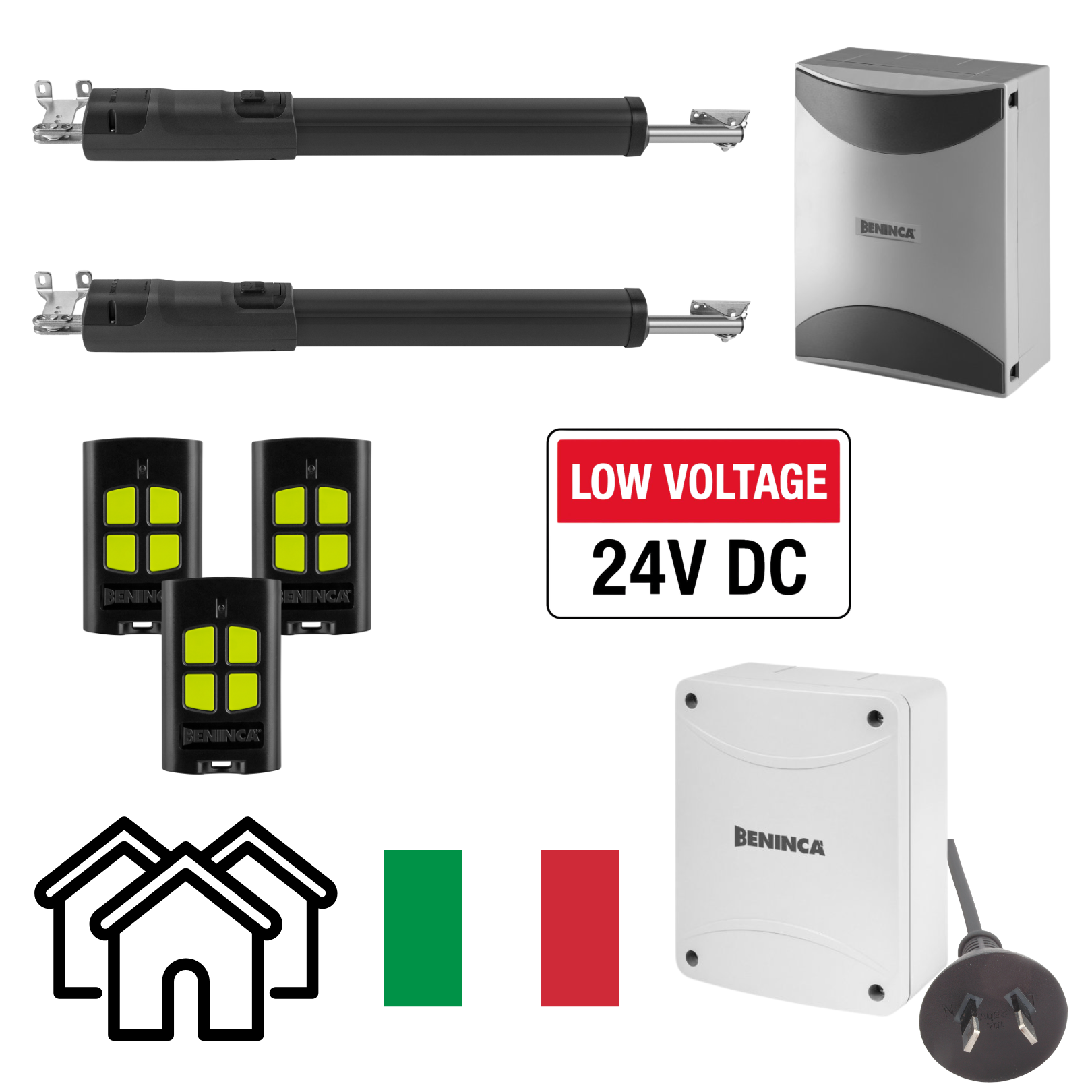 Beninca Tom 30 Double Swing Gate Motor Kit - Low Voltage Transformer