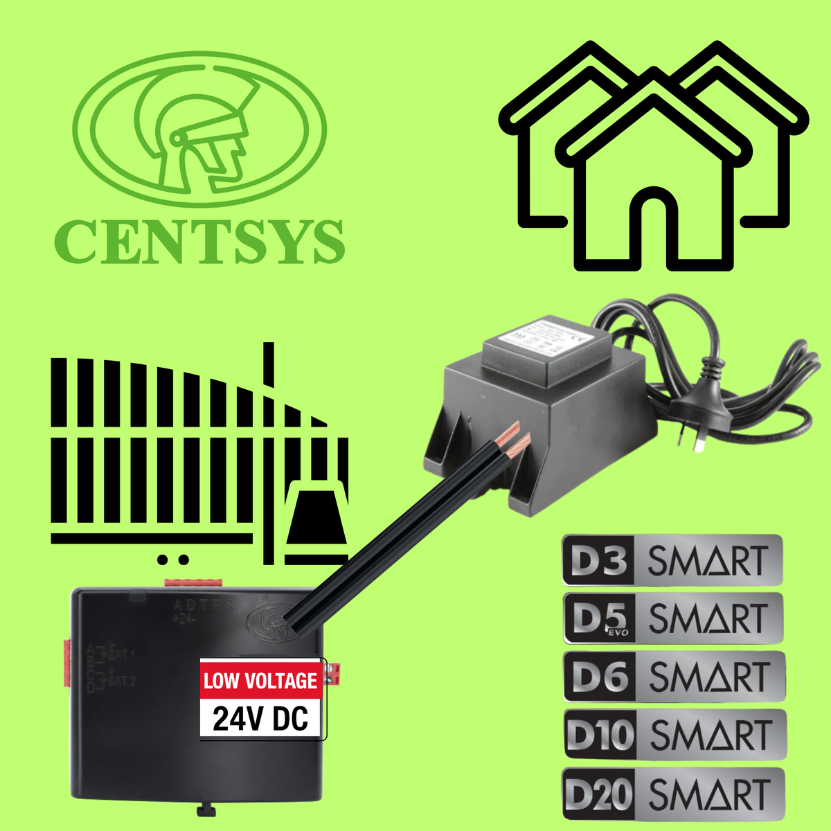 Centsys Low Voltage Transformer Kit with Cable - Powered Gates Australia