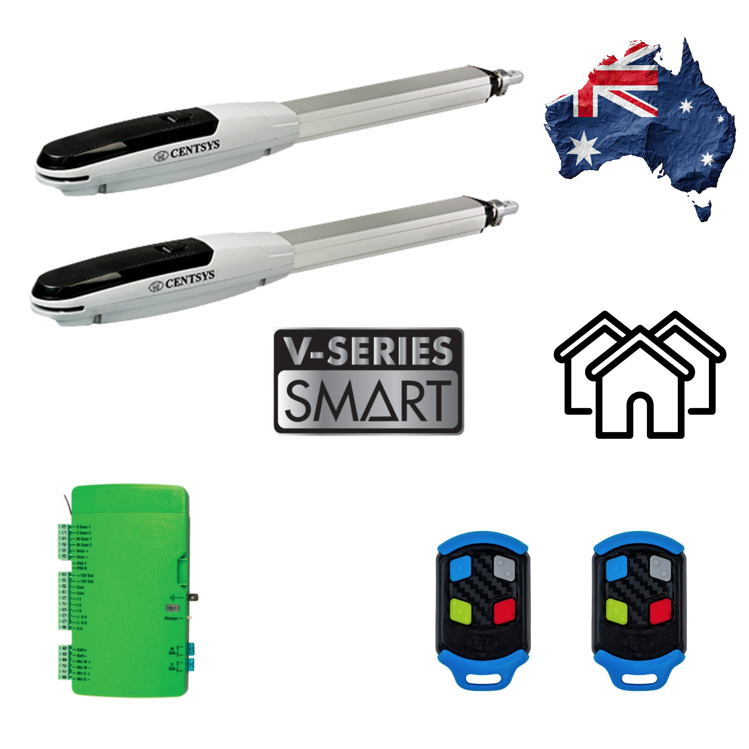 Centsys V-Series Smart Swing Gate Motor Kit - Double - Powered Gates Australia