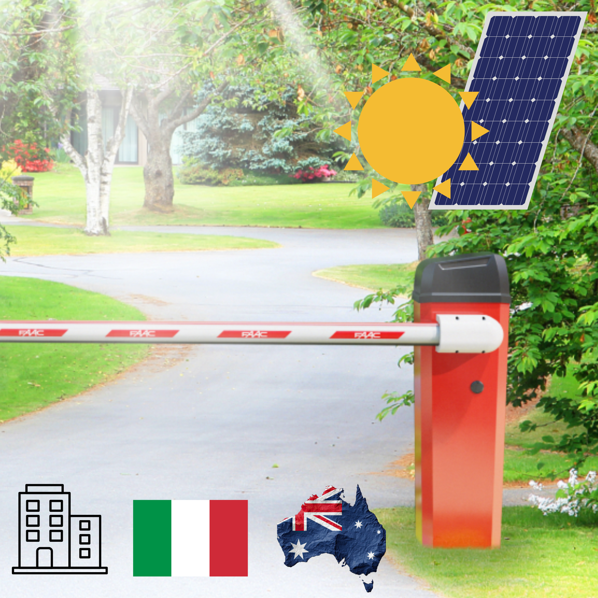FAAC Solar Powered Boom Gate Barrier