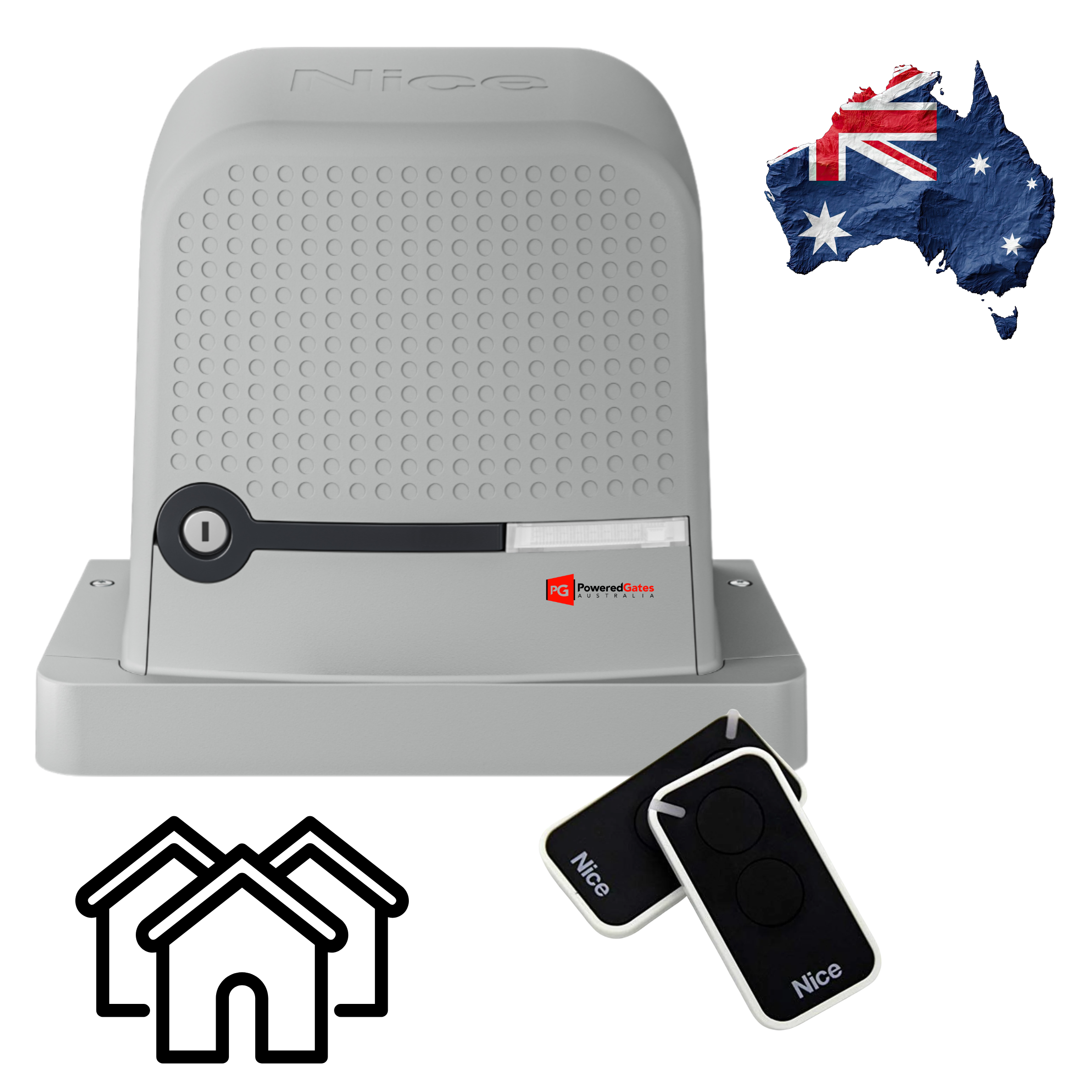 Nice Robus 400kg Sliding Gate Motor + Remotes - Powered Gates Australia