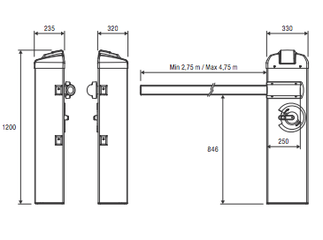 Beninca EVA Boom Gate barrier with LED arm for car park traffic control, durable metal construction, and electronic operation.