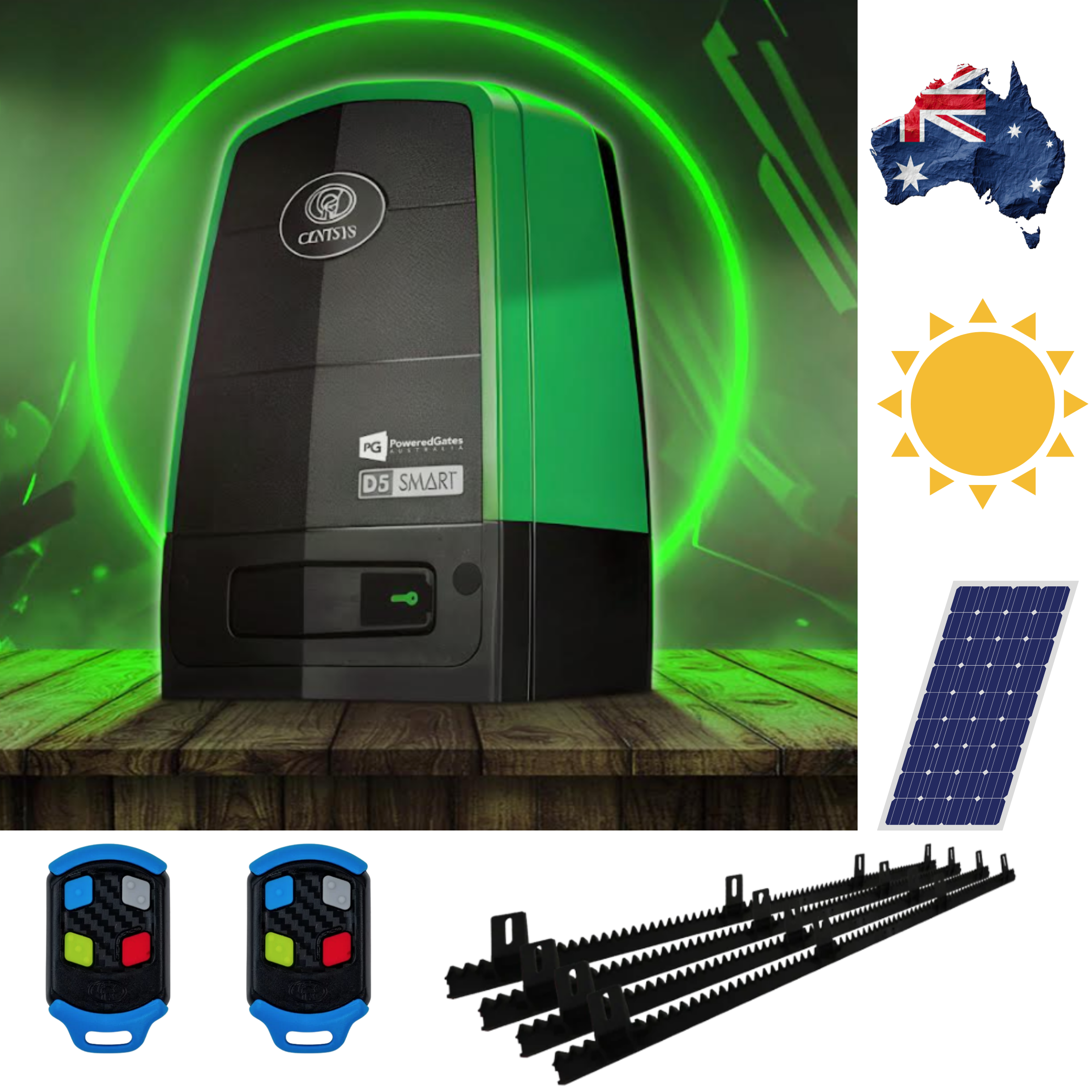 Centsys Solar D5 Evo Smart Sliding Gate Motor Kit - Powered Gates Australia