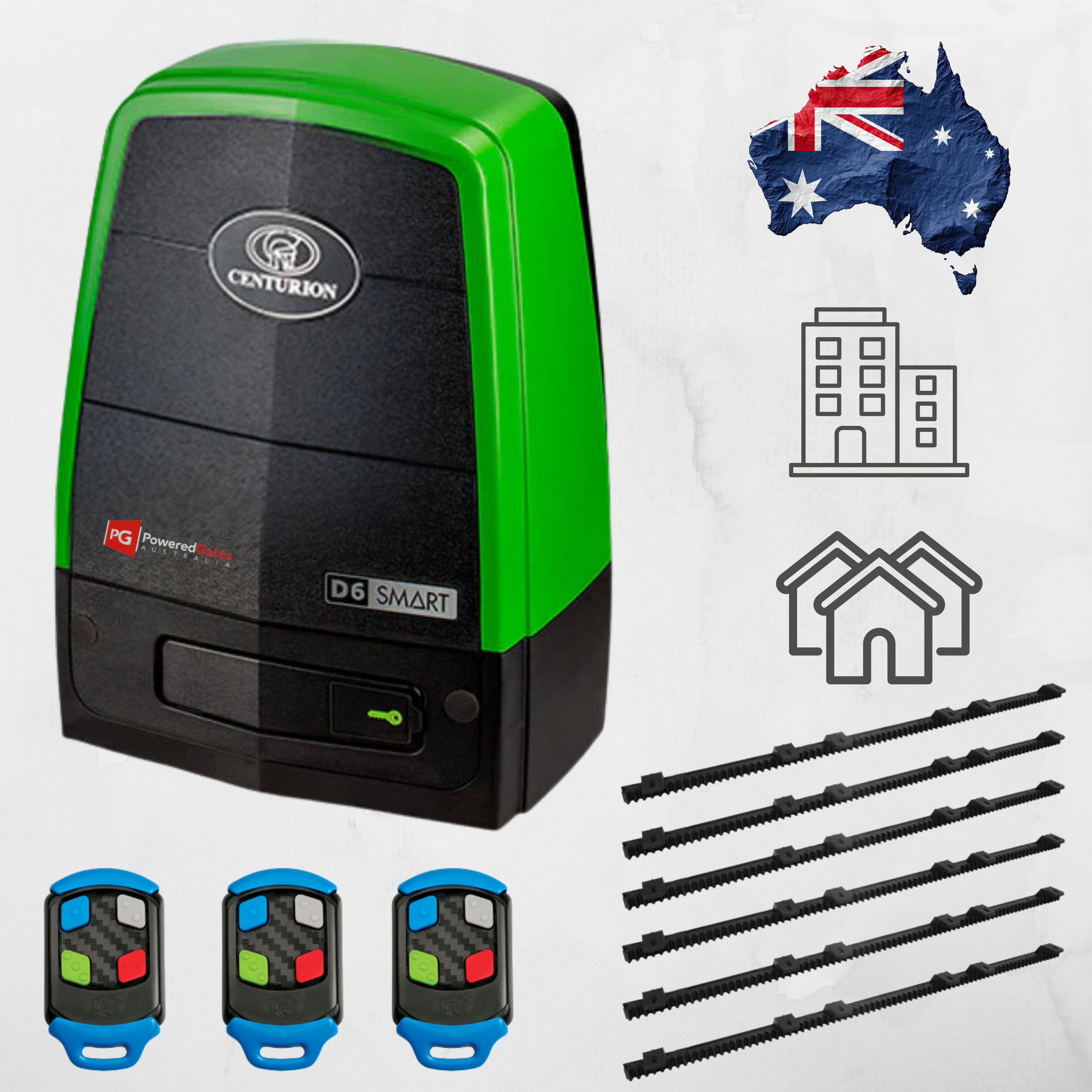 Centsys D6 Smart Sliding Gate Motor + Remotes & Gear Rack - Powered Gates Australia