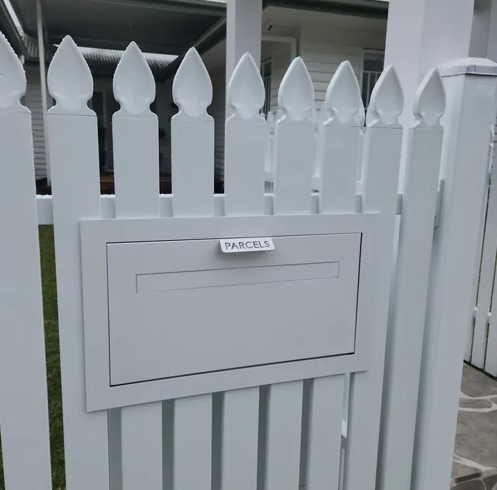 Parcel Mail Letterbox - Front Fence - Milkcan Geneva - Powered Gates Australia