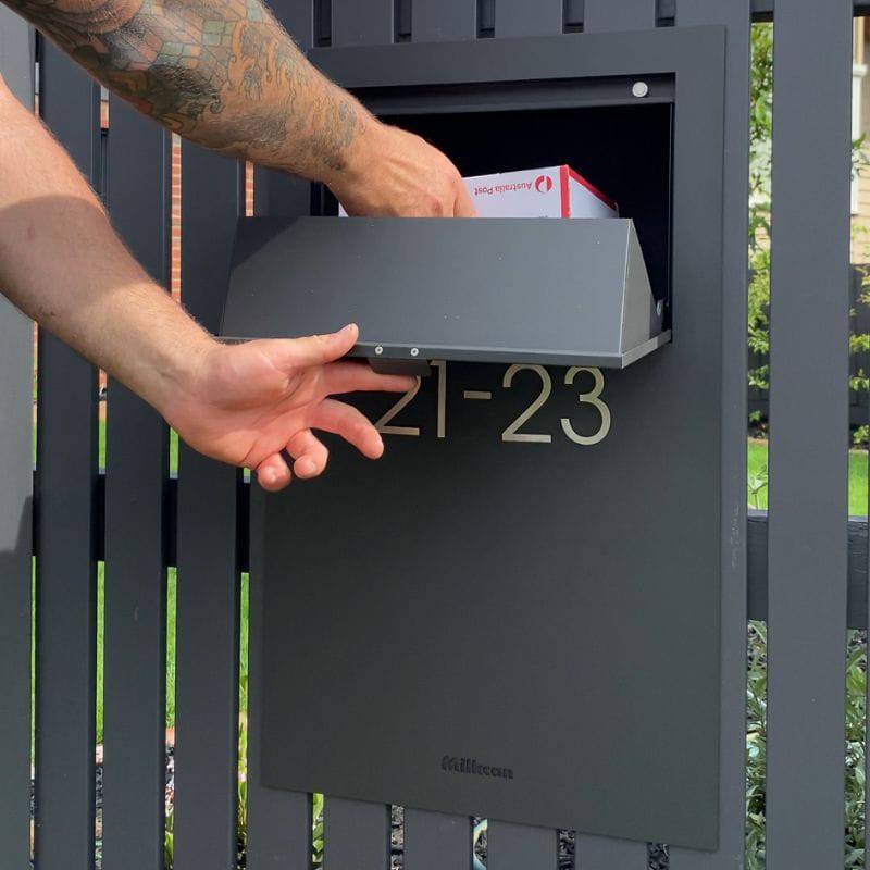 Parcel Mailbox - Front Fence - Stainless Steel Letterbox - Powered Gates Australia