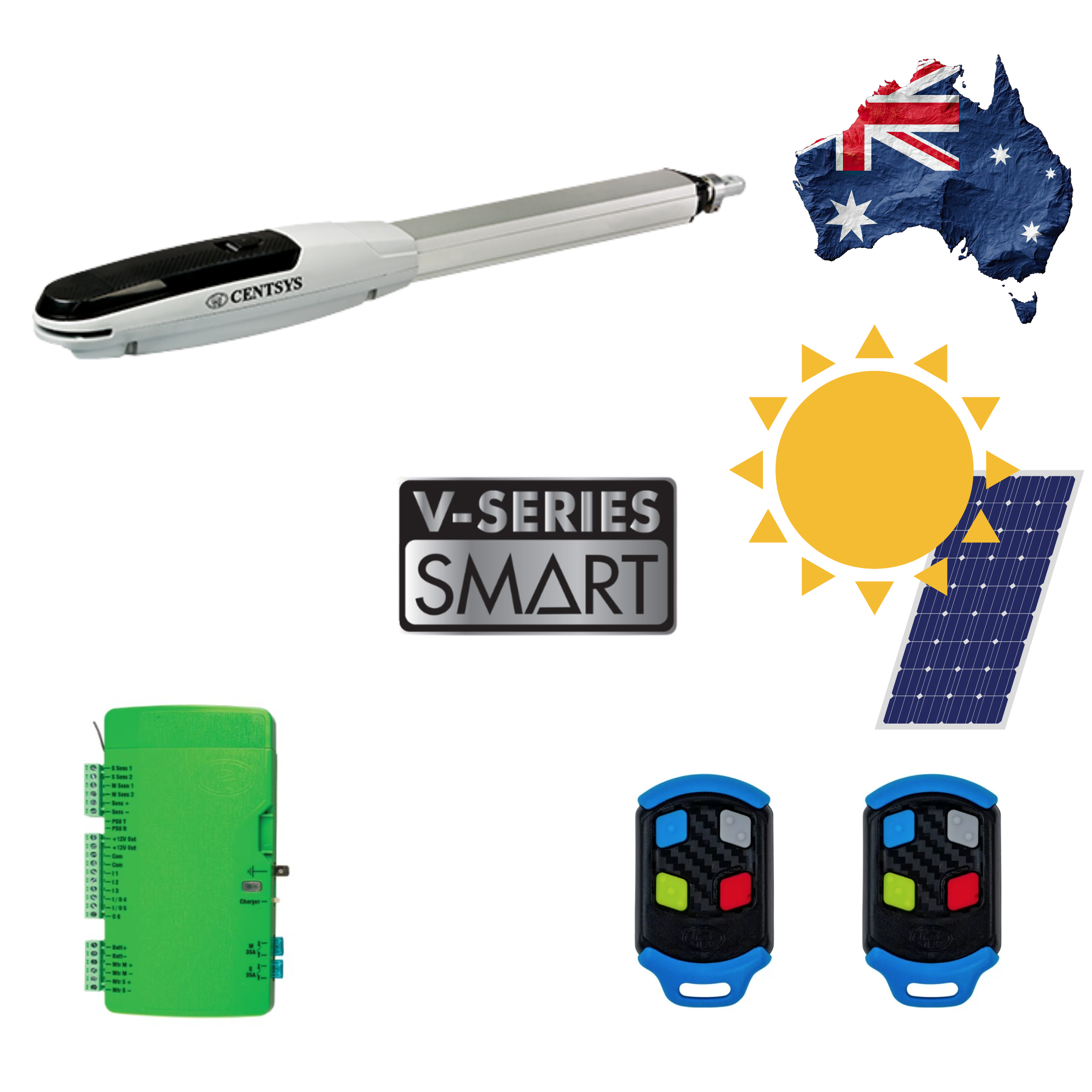 Centsys Solar V-Series Smart 500 Swing Gate Motor Kit - Powered Gates Australia
