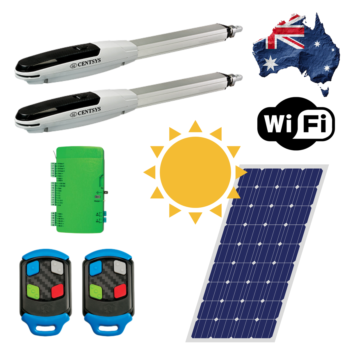 Centsys Solar V-Series Smart Double Swing Gate Motor - Powered Gates Australia
