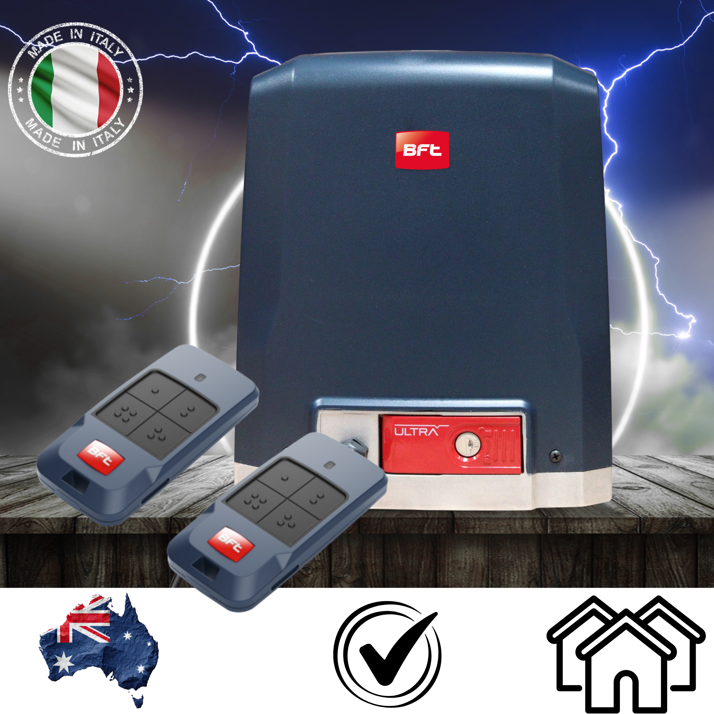 Powered Gates Australia BFT 600kg sliding gate motor with remote control and Wi-Fi, installed in Melbourne.