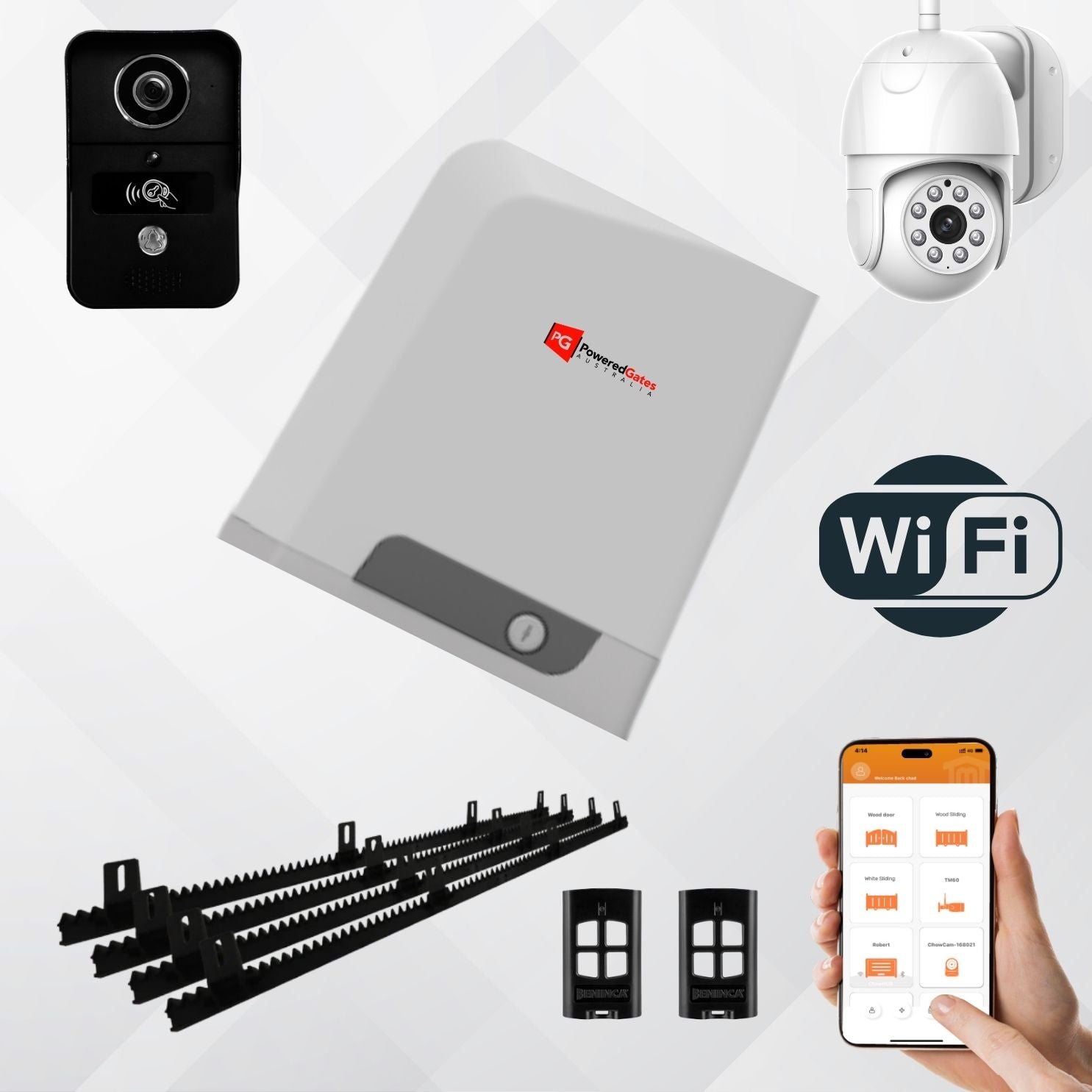 PGA Wifi Sliding Gate Motor with CCTV & Doorbell Kit - Powered Gates Australia
