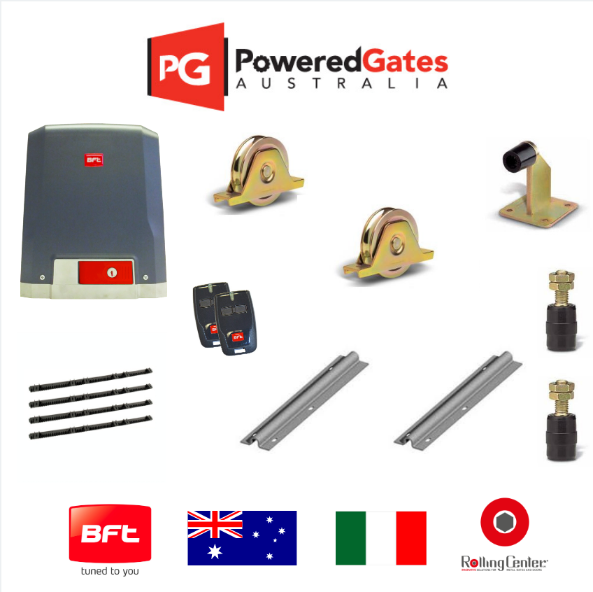 BFT & Combi Arialdo Sliding Gate Kit - Complete residential kit - Italian made - 600kg Deimos - Powered Gates Australia